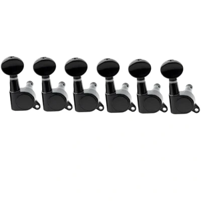 Immagine di Musiclily 6 in Linea Guitar Tuners Meccaniche Tuning Pegs Machine Heads per Chitarra Elettrica Fender Stratocater Telecaster, Kidney Button Nero