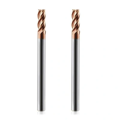 Immagine di Fresa CED da 4 mm, in metallo duro, flauto, 2 pezzi TiSiN Coat elicoidale Bit VHM CNC, punte per trapano/fresa, 55 HRC, punta trapano acciaio, lega di alluminio, rame