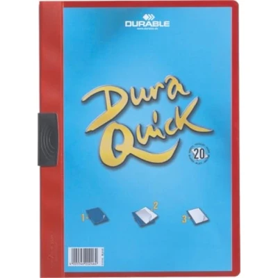 Immagine di Durable 227003 Duraquick, cartellina portadocumenti con clip piatta in plastica, capacità 1 20 fogli, f.to A4, rosso, confezione da pezzi