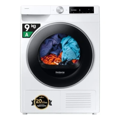 Immagine di Samsung Asciugatrice AI Control DV90DG6845LE/U3, 9 kg, Pompa di Calore, Wifi, Dry+, Air Wash, Tecnologia Optimal Dry, Carica Frontale, 60L x 85H 60P cm