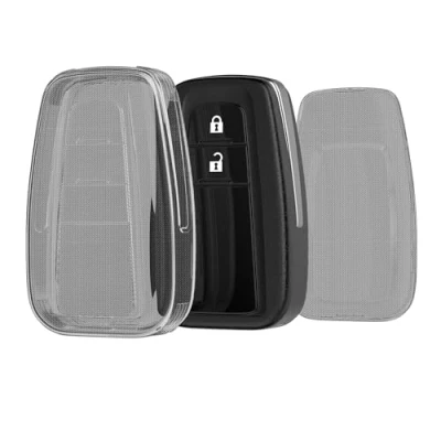 Immagine di kwmobile Custodia Chiave Auto Compatibile con Toyota 2 tasti Smart Key Cover Guscio Telecomando Macchina TPU Morbido Case Trasparente nero/trasparente