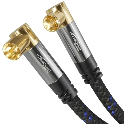 Immagine di KabelDirekt Cavo antenna TV 4K, a 90 15 m con connettore in metallo infrangibile per la digitale e analogica intrecciato (2x Angolato, ad angolo su presa)