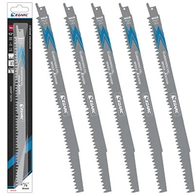 Immagine di EZARC Set di 5 lame per sega a sciabola legno, accessori sciabola, R1231GS tagli rapidi 300 mm 5TPI (5 pezzi)