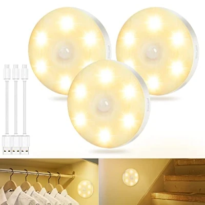 Immagine di Luce Notturna Sensore di Movimento con magnetica, USB ricaricabile, per Armadi/Guardaroba, Luci Notturne Wireless Cucina, toletta, Corridoio, Scala ecc [Classe efficienza energetica A]