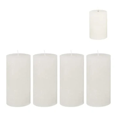 Immagine di Candelo Set di 4 candele ambientali rustiche bianco grande candela 12 cm lunga durata circa 54 ore Natale per corona dell&#039;Avvento