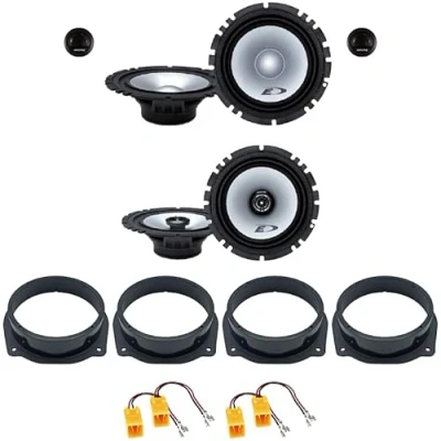 Immagine di Kit 6 Casse ALPINE SXE 1750S + 1725S per Fiat Bravo dal 2007 in poi con 2 Supporti Anteriori, Posteriori e 4 Connettori