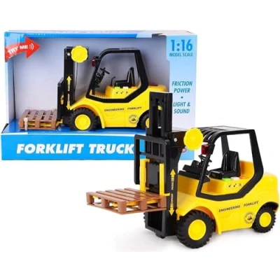 Immagine di Toyland® 23 cm (9&quot;) Transpallet con carrello elevatore a frizione Scala (1:16) Giocattolo da costruzione per ragazzi luci e suoni Dai 3 anni in su