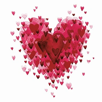 Immagine di 20 tovaglioli a forma di cuore, decorazione da tavolo, decoupage, tecnica dei tovaglioli, 33 x cm