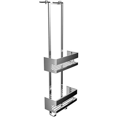 Immagine di Emco System2 Supporto porta con due cesti doccia, in metallo, per senza foratura, utensili da bagno, cromato