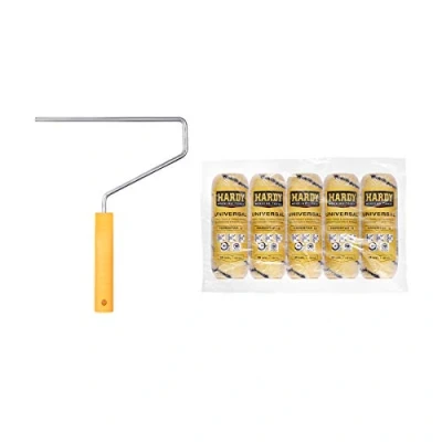 Immagine di HARDY WORKING TOOLS rullo di Vernice Set, Pennelli e 5 pezzi per pittura da parete poliestere, Altezza del pelo 13mm, Lunghezza 18cm, Diametro 48mm, nero giallo, A0180 516000