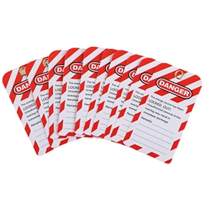 Immagine di 10 Etichette per Tagout di Blocco, Tag Blocco Interruttori e Valvole Comuni, Pericolo Non Azionare Avvertimento Sicurezza Etichetta Anteriore/Posteriore