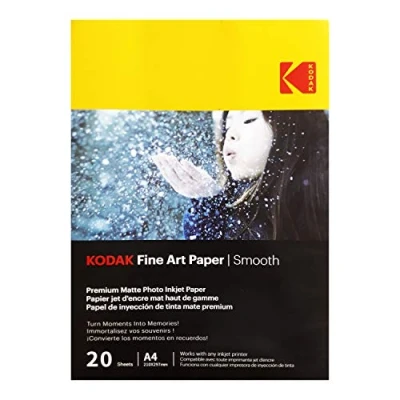 Immagine di KODAK 20 Feuilles de Papier Photo 230 g/m², Mat, formato A4 (21 x 29,7 cm), Impression Jet d&#039;encre Effet Lisse 9891092