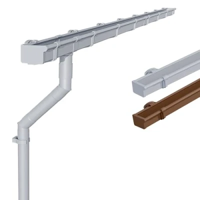 Immagine di INEFA Set di grondaie terrazza/posto auto coperto a forma scatola NW83 in plastica per un lato del tetto 5m grigio
