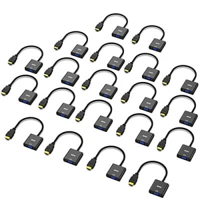 Immagine di BENFEI Adattatore HDMI a VGA 20 Confezioni, Unidirezionale Computer Monitor, Placcato in Oro per Desktop Laptop PC Monitor proiettore HDTV Chromebook Raspberry Pi Roku Xbox