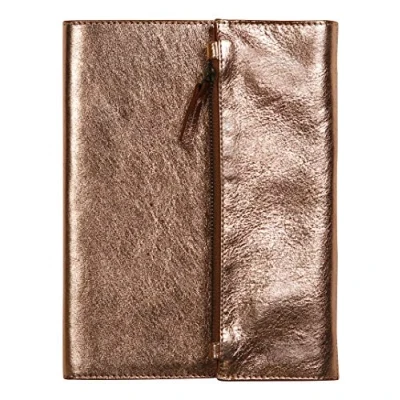 Immagine di Clairefontaine 410132C portataccuino, portadocumenti professionale in vero cuoio con taccuino da 120 pagine A5 rigate Cuirisé ottone