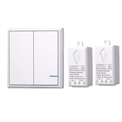 Immagine di Mengshen Kit Interruttore Luci Wireless, 1 A Due Bande + 2 Ricevitori, Nessun Cablaggio Richiesto, Facile Da Installare