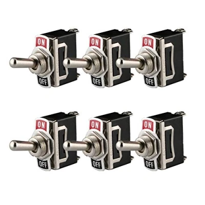 Immagine di Gebildet 6 pezzi Interruttore a Levetta SPST, 12V 24V 48V 110V/10A, 220V 230V/6A, ON OFF in Metallo 2 Terminali Pin Posizioni Rocker Toggle Switch, Usato per Auto Camion Barca (Nero)