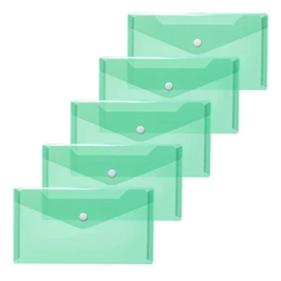 Immagine di HERMA 20034 Sacchetti trasparenti in polipropilene con bottone a pressione per scuola, università, ufficio, buste polipropilene, 22 x 12 cm, colore: Verde