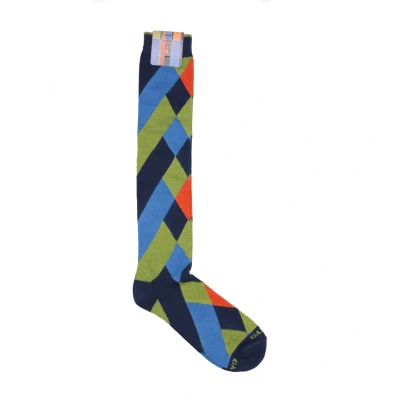 Immagine di Gallo WITH Coloured Geometric Motif Calzettoni, Uomo, Taglia: One Size, Royal