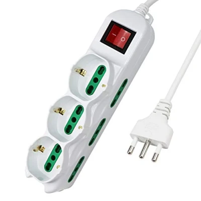 Immagine di Extrastar Multipresa 9 Posti 3 polivalenti (schuko 10/16A) 6 bivalenti 10/16A, Colore bianco, Cavo 1.5 m Spina 16A