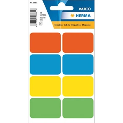 Immagine di HERMA 3681 Etichette Multiuso (26 x 40 mm, 5 Fogli, opache), autoadesive per Uso Domestico, adesive, Colorate