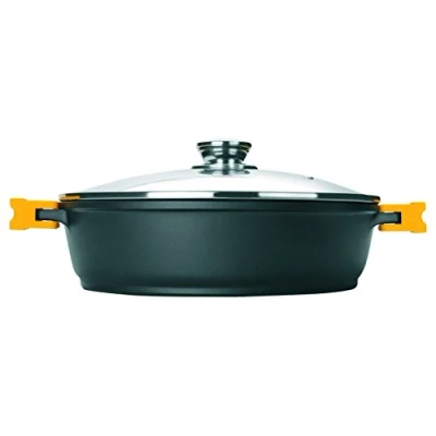 Immagine di IBILI, Casseruola Evolution in alluminio fuso, coperchio vetro e manici silicone, 24 cm, antiaderente, resistente all&#039;induzione.