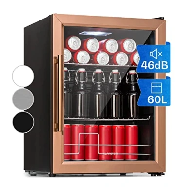 Immagine di Klarstein Mini Frigo Bar Portatile per Birra Interno/Esterno, da Camera, Frigorifero Piccolo Ufficio, con Porta in Vetro e Ripiani Rimovibili, 3 10C, 60L