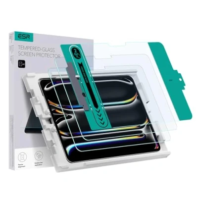 Immagine di ESR 2 Pezzi Pellicola Protettiva per iPad Pro 13 Pollici 2024, Vetro Temperato, Protezione lo Schermo Supporto di facile applicazione, Resistente ai graffi, Chiarezza HD