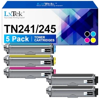 Immagine di LxTek Compatibili Cartucce di Toner Sostituzione per Brother TN241 TN245 HL 3140CW 3150CDW 3170CDW MFC 9140CDN 9340CDW 9330CDW DCP 9020CDW (Nero Ciano Magenta Giallo, 5 Pack)