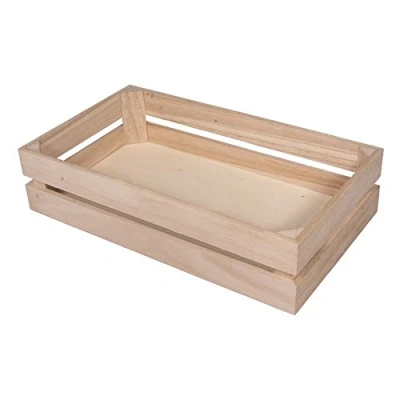 Immagine di Rayher Cassetta Frutta Decoro In Legno, Scatola Portaoggetti, 35.5 x 20.3 8.4 cm, Legno di Pioppo Liscio, con Ganci per Appendere, da Personalizzare e Colorare, 62728000
