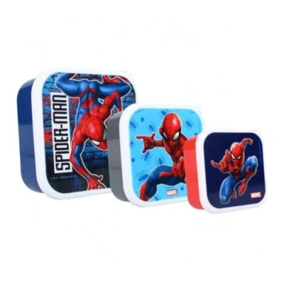 Immagine di My sweety pop Set di 3 scatole da gustare Scatola Per merenda Pranzo Box Spiderman bambini asilo scuola vacanze pasto 11,5 cm Idea regalo, 200 4741