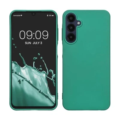 Immagine di kwmobile Custodia Compatibile con Samsung Galaxy A25 Cover Back Case Morbida Protezione in Silicone TPU Effetto metallizzato verde