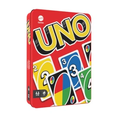 Immagine di UNO l&#039;iconico gioco di carte per tutta la famiglia in confezione metallo da collezione, 112 riciclabili serate e feste tra amici, giocattolo bambini, 7+ anni, HGB63