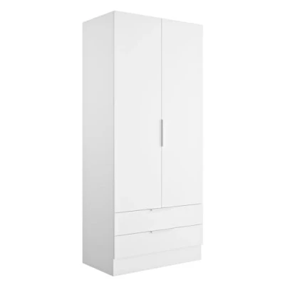 Immagine di Composad Armadio della Linea ESPRESSO con 2 Ante e Cassetti, Contenitore, Salvaspazio, per Camera da letto, Lavanderia, (LxAxP) 81,9x184,4x46,3 cm, Colore Bianco, Made in Italy