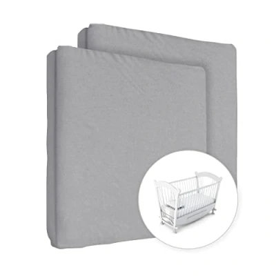Immagine di 2x lenzuola in jersey 100% cotone con angoli elasticizzati per lettino da 90x50 cm (grigio)