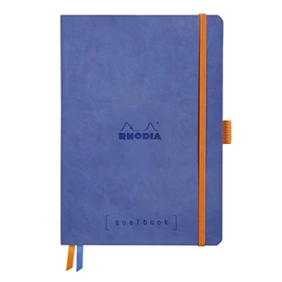 Immagine di RHODIA 117577C Taccuino flessibiIe BULLET JOURNAL GOALBOOK zaffiro A5 Puntinato Dot 240 pagine Carta Clairefontaine bianca 90g 2 Segnapagina, Chiusura con elastico Copertina Simil Cuoio