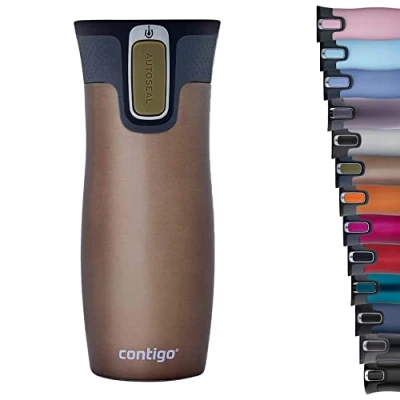 Immagine di Contigo Tazza Termica West Loop Autoseal, Caffè da Viaggio in Acciaio Inossidabile, Contenitore Termico a Tenuta Stagna, con Coperchio Privo di BPA, 470ml, Marrone (Latte)