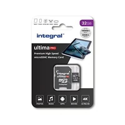 Immagine di Integral UltimaPro Memory Card 32 GB microSDHC/100 MB/s/Class 10 UHS I U3/ V30 + Adapter