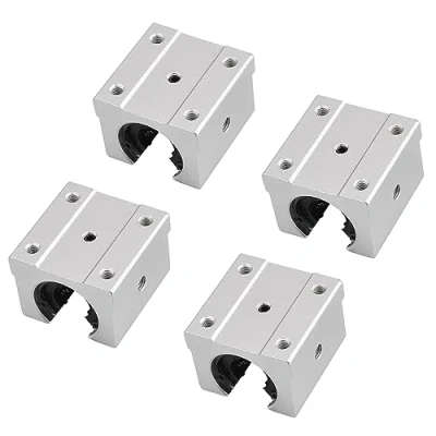 Immagine di 4 cuscinetti lineari SBR20UU, 20 mm, in alluminio, apertura lineare, a sfera blocco scorrevole per binario lineare SBR20