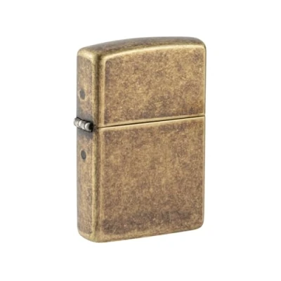 Immagine di Accendino Zippo® Classic Antique Brass 201FB, Antivento Ricaricabile Zippo, Realizzato in Metallo con Caratteristico &quot;click&quot; Color Marrone Seppia, Made USA, Ottima Idea Regalo