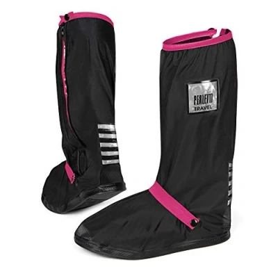 Immagine di PERLETTI Copriscarpe Impermeabili Alti Neri Copri Scarpe Catarifrangenti Resistenti e Riutilizzabili con Suola Antiscivolo Punta Tallone Rinforzati Galosce Pioggia Fango (Fucsia, XS 33/35)