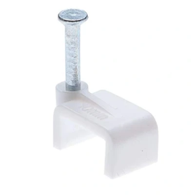 Immagine di Chiodini Clip Fermacavi da Parete 100 Pezzi 10mm per Fissaggio Cavi, Elettrici, Fermacavo Muro Piatto Compatibile con Cat 5 5e, 6 6a, 7 6P4C / 8P8C RJ11 RJ45 Ethernet Internet Cavo