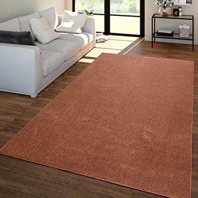 Immagine di Tappeto Salotto Pelo Corto Design Monocolore Moderno E Senza Tempo, Colore: Marrone Arancia, Dimensione:80x150 cm