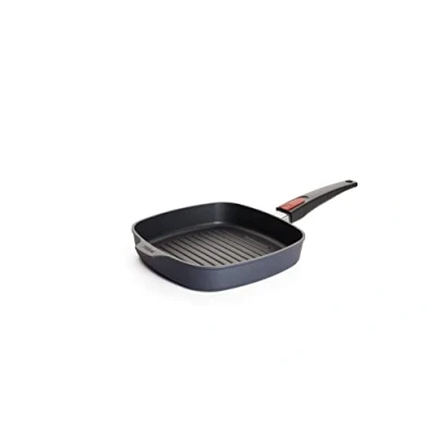 Immagine di Woll Diamond Lite Bistecchiera quadrata, con scanalature, induttiva, altezza 4 cm, manico rimovibile, adatta per tutti i piani cottura, in alluminio pressofuso, rivestimento antiaderente,