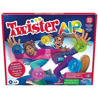 Immagine di Hasbro Gaming Gioco Twister Air con Applicazione RA Si collega dispositivi Intelligenti Giochi Attivi per Feste età: dai 8 Anni in su, Colore Colorato, M, F8158175