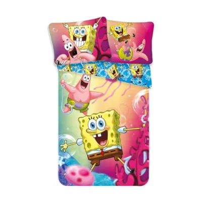 Immagine di Jerry Fabrics Spongebob SBOB19BS049 Biancheria da letto per bambini di Sponge Bob SquarePants, 140 x 200 cm + 70 90