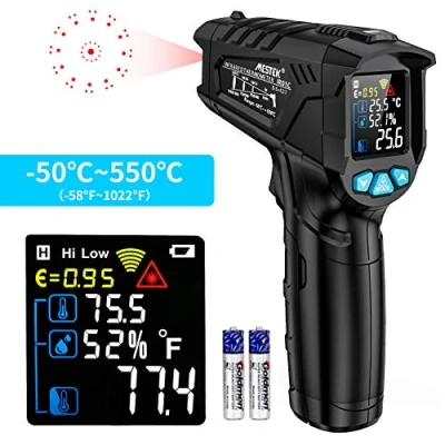 Immagine di Termometro Infrarossi Laser MESTEK Digitale Termometri IR Temperatura Senza Contatto Professionale 50C 550C con Schermo LCD a Colori Regolabile Emissività per Cucina Pizza Forno