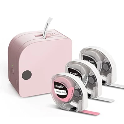 Immagine di Goknu P12, etichettatrice Bluetooth, autoadesiva, con 1 nastro, compatibile Android e Ios, facile da usare per ufficio, casa, organizzazione, rosa