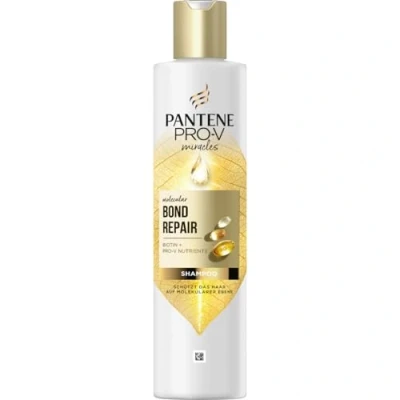 Immagine di Pantene Pro V Molecular Bond Repair Shampoo con biotina 250 ml. Formula concentrata per capelli secchi e danneggiati. Protegge lascia i visibilmente aspetto più sano. Arricchito sostanze