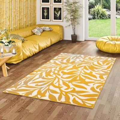 Immagine di Pergamon Samba Tappeto di Design Moderno Fiori Curry Giallo 5 Dimensioni
